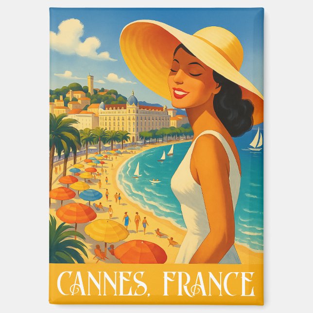 Cool Retro Cannes French Riviera  Magnet (Front)