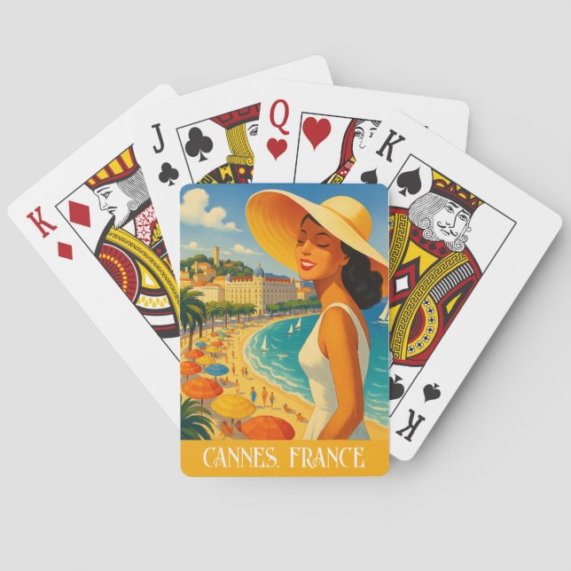 Cool Retro Cannes French Riviera  Poker Cards (Back)
