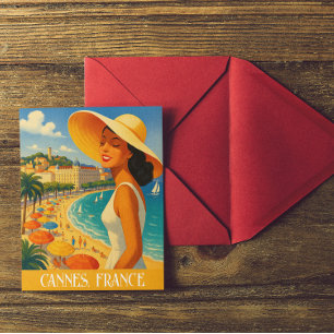 Cool Retro Cannes French Riviera Postcard