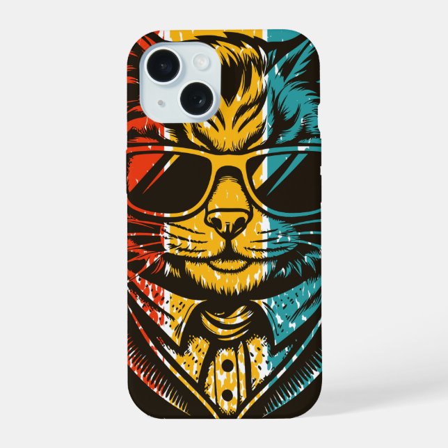 Cool Retro Cat with Sunglasses Iphone Case (Back)