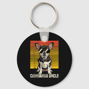 Cool Retro Chihuahua Uncle Funny Vintage Dog Owner Keychain