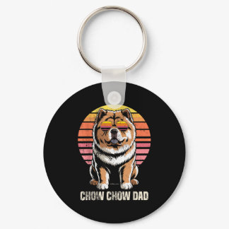 Cool Retro Chow Chow Dad Funny Vintage Dog Owner  Keychain