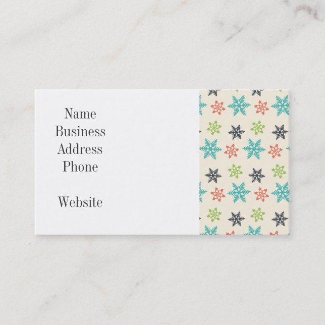 Cool Retro Christmas Holiday Pastel Snowflakes Business Card (Front)