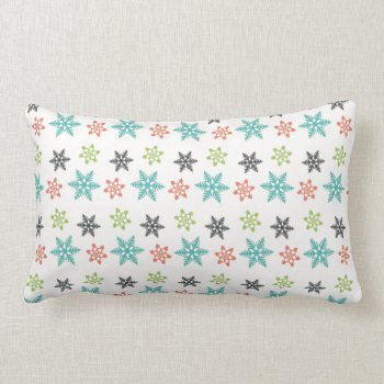 Cool Retro Christmas Holiday Pastel Snowflakes Lumbar Pillow by UniqueChristmasGifts at Zazzle
