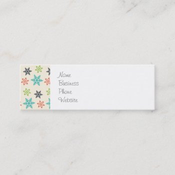 Cool Retro Christmas Holiday Pastel Snowflakes Mini Business Card by UniqueChristmasGifts at Zazzle