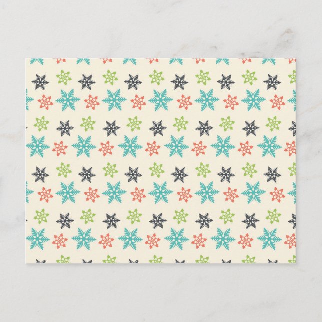 Cool Retro Christmas Holiday Pastel Snowflakes Postcard (Front)