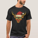 Cool Retro Christmas Reindeer with Sunglasses T-Shirt