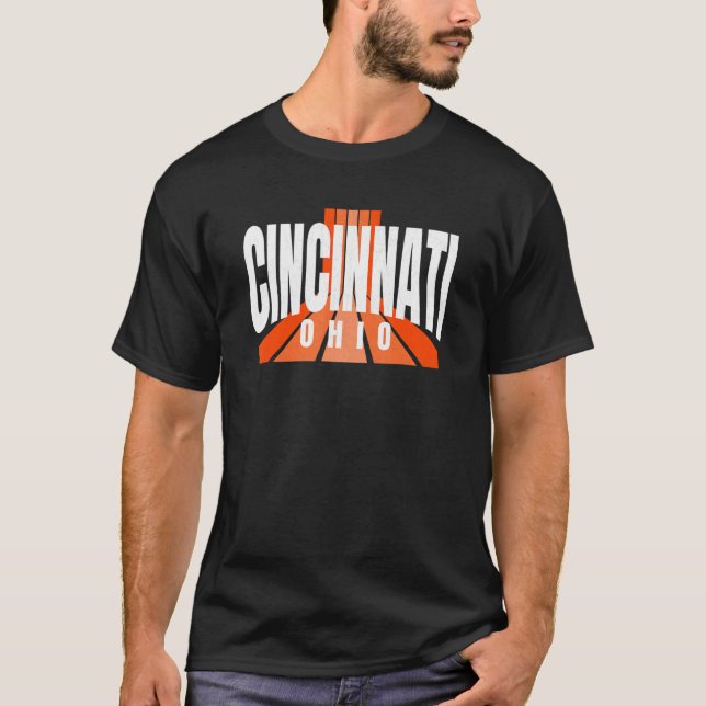 Cool Retro Cincinnati OrangeBlack Cincinnati OH Fa T-Shirt (Front)