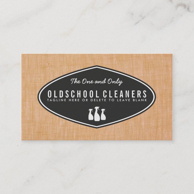 Cool Retro Cleaning Business Linen Look Card (Front)