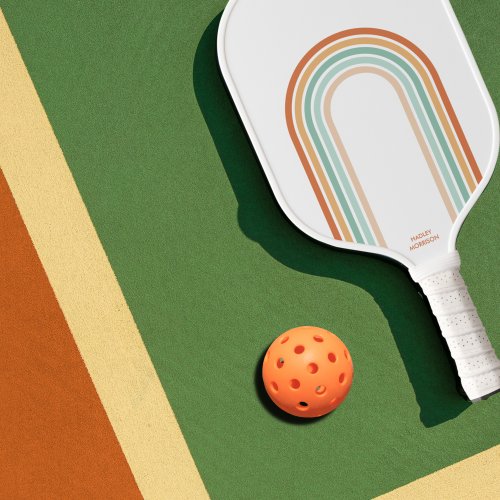 Cool Retro Colors Abstract Arch Stripes Custom Pic Pickleball Paddle