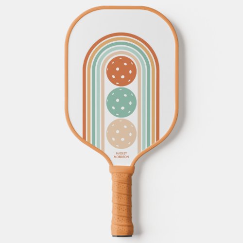 Cool Retro Colors Abstract Arch Stripes Custom Pickleball Paddle