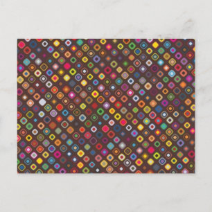 cool retro colourful squares postcard