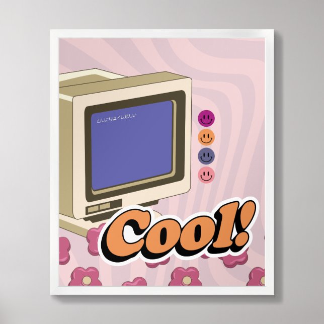Cool Retro Computer Art - Colorful Nostalgic Wall  Framed Art (Framed Front)