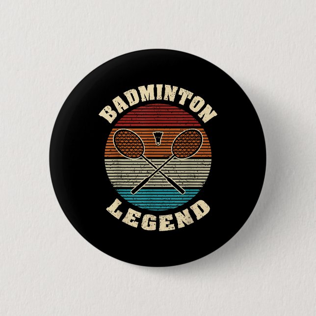 Cool Retro Crossing Rackets Badminton Legend Badmi Button (Front)