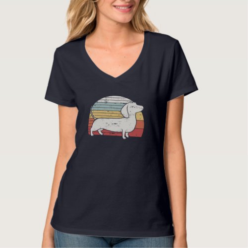 Cool Retro Dachshund Dog Gift Design Weiner Dog Fa T_Shirt