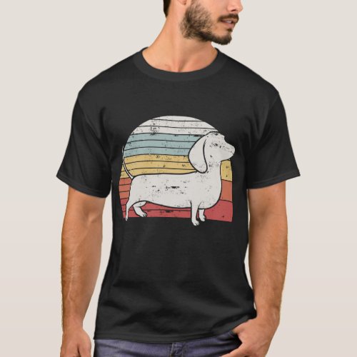 Cool Retro Dachshund Dog Gift Design Weiner Dog Fa T_Shirt