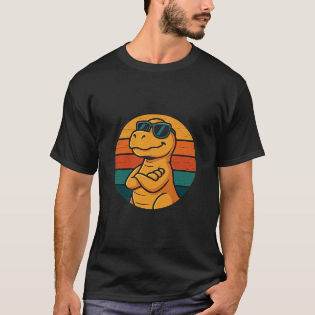 Cool Retro Dinosaur with Sunglasses T-Shirt (Front)