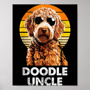 Cool Retro Doodle Uncle Funny Vintage Dog Owner  Poster