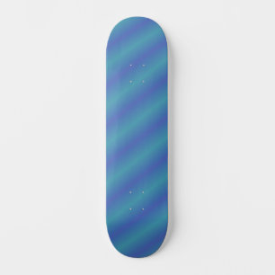 Cool Retro Faded Blue and Green Ombre Stripes Skateboard