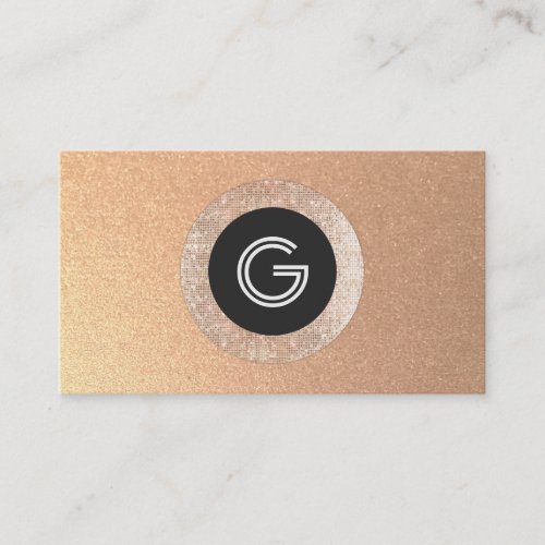 Cool Retro FAUX Rose Gold Sequin Monogram Business Card