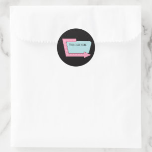 cool retro fifties diner add text sign classic round sticker