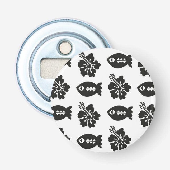 Cool Retro Fish and Flower Tiki Pattern Bottle Opener (Front)