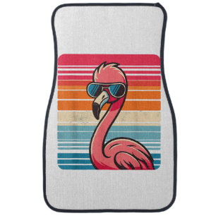 Cool Retro Flamingo in Sunglasses 70s 80s 90s Funn Car Floor Mat