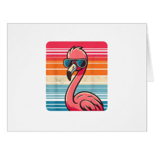 Cool Retro Flamingo in Sunglasses 70s 80s 90s Funn Cards