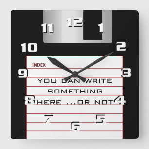Cool Retro Floppy Disk With add your own text Squa Square Wall Clock