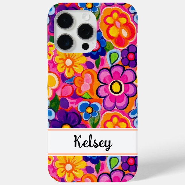 Cool Retro Floral Personalized Case-Mate iPhone Case (Back)