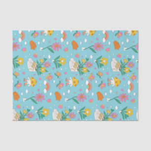 Cool Retro Flower Garden Pattern Valentine's Day Tissue Paper