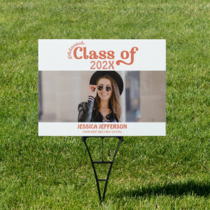 Cool Retro Graduation Garden Photo Decor Sign