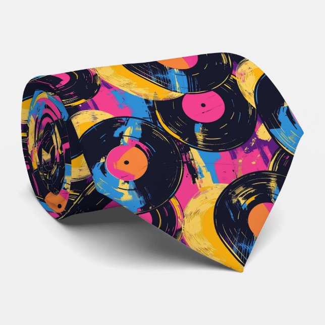Cool retro graffiti pattern tiled  neck tie (Rolled)
