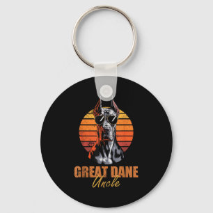 Cool Retro Great Dane Uncle Funny Vintage Dog Love Keychain