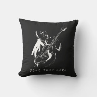 Cool Retro Guitarist Custom Name Throw Pillow