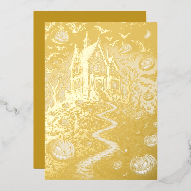 Cool Retro Halloween  Foil Invitation (Front/Back)