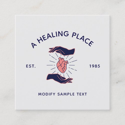 Cool Retro Hands Holding Human Heart Square Business Card