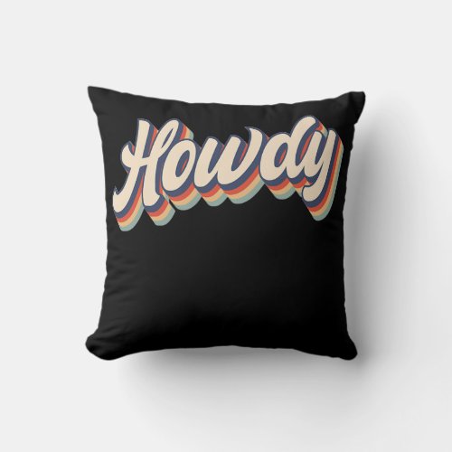 Cool Retro Howdy Rodeo Western Country Southern Throw Pillow