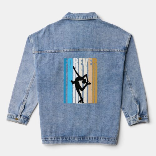 Cool Retro Ice Skating Fan Loves To Play Heart For Denim Jacket