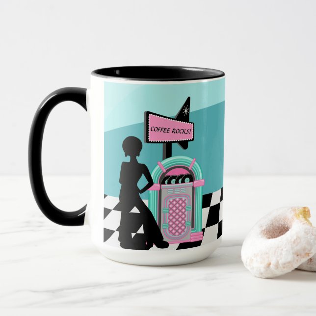 Cool retro juke box customizable mug (With Donut)