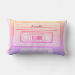 Cool Retro Light Pastel Pink 80s 90s Cassette Dorm Lumbar Pillow