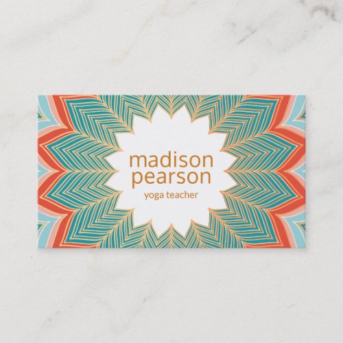 Cool Retro Lotus Mandala Flower Yoga Teacher Business Card