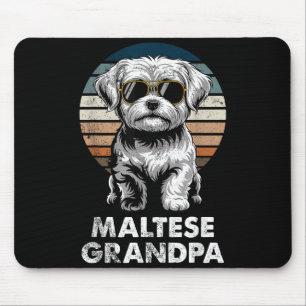 Cool Retro Maltese Grandpa Funny Vintage Dog Owner Mouse Pad