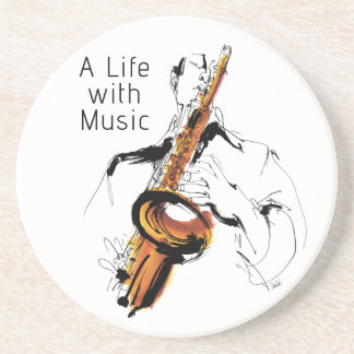 Cool Retro Man Playing Alto Saxophone - Jazz Coaster