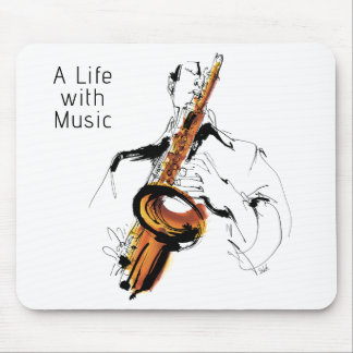 Cool Retro Man Playing Alto Saxophone - Jazz Mouse Pad