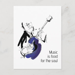 Cool Retro Man Playing Guitar - Jazz Music Art Postcard