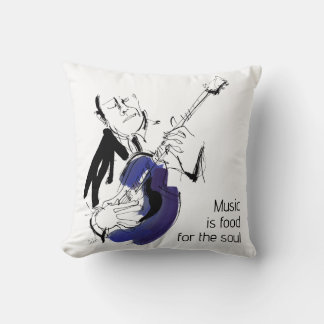 Cool Retro Man Playing Guitar - Jazz Music Art Throw Pillow