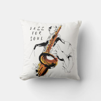 Cool Retro Man Playing Saxophone - Custom Name Throw Pillow