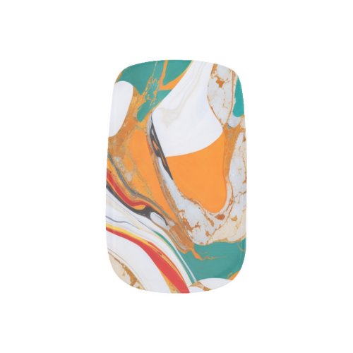 cool retro marble colorful 70s fashionable modern minx nail art