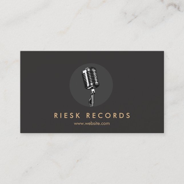 Cool Retro Microphone Business Card (Front)